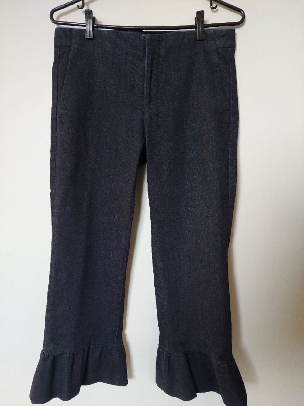 Banana Republic 4S Logan Crop Mid-rise Cropped Trouser Denim Ruffle Hem Stretch